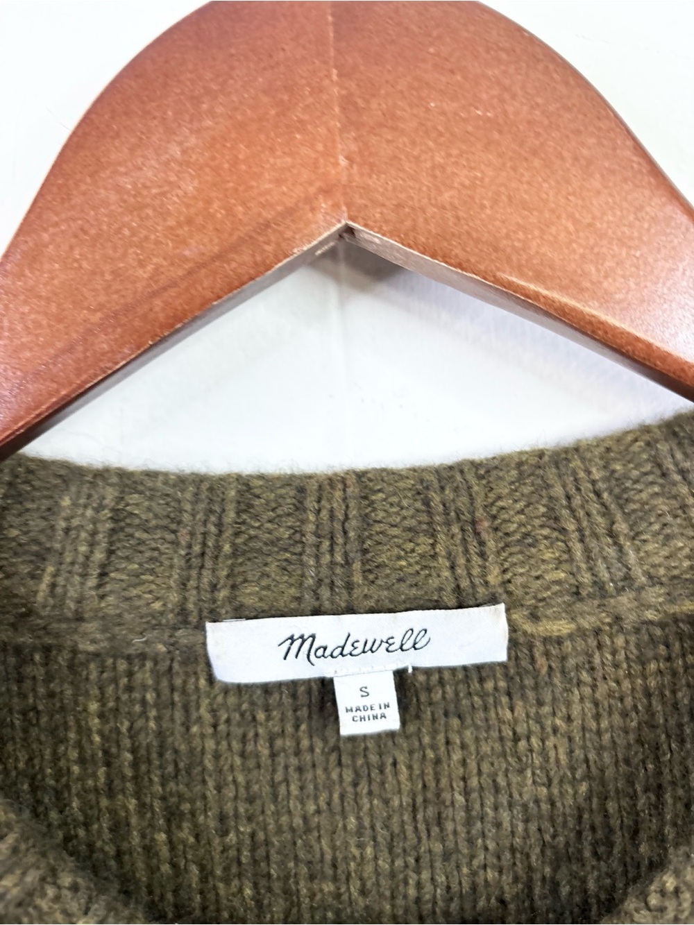 Madewell Embroidered Edencroft Pleat-Sleeve Cardigan Sweater heathered green SM - Picture 5 of 8